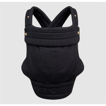 Monarch Carrier by Mabe in ebony, featuring a sleek black design with padded straps and brass buttons for secure support.