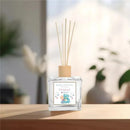 Reed diffuser from Macrobaby, 6.7 oz, packaged in a clear glass bottle with bamboo sticks and a colorful label.