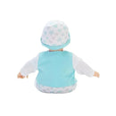 Madame Alexander Babble Baby Starfish doll, dressed in a turquoise outfit and star-patterned hat, shown from the back.