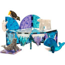 25-piece magnetic construction set featuring Arctic animal figures like polar bears, seals, and a whale, set on colorful tiles.