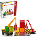 Builder 32-Piece Magnetic Construction Set featuring colorful magnetic tiles and construction vehicles.
