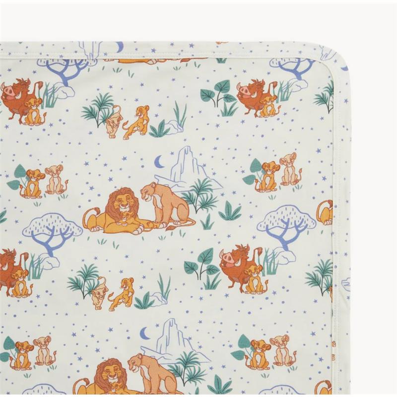 Lion King themed modal blanket featuring animated characters in a colorful pattern of animals and nature.