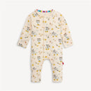 Modal coverall featuring Mickey Mouse and Minnie Mouse in a brunch theme, with a cream background and colorful accents.