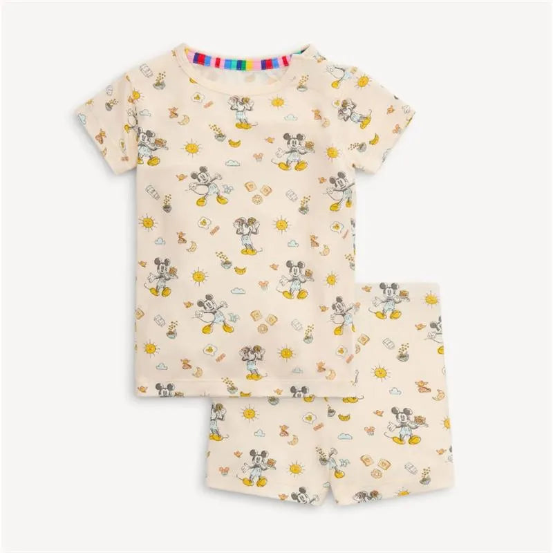 Short sleeve pajama set featuring Mickey Mouse and themed brunch illustrations in a soft modal fabric.