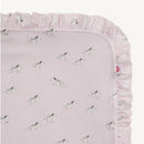 Pink Savannah Plains modal ruff blanket featuring a soft, ruffled edge and playful zebra pattern. One size.