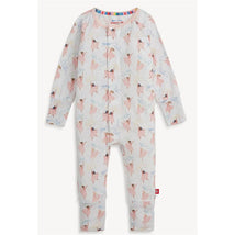Modal convertible coverall featuring a playful ballerina pattern with long sleeves and snap buttons.