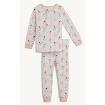 Long sleeve pajama set featuring a pastel design with dancing ballerinas, pink trim, and modal fabric for comfort.