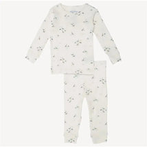 Toddler pajama set from Magnetic Me made of organic cotton, featuring a light background with small, delicate floral prints.
