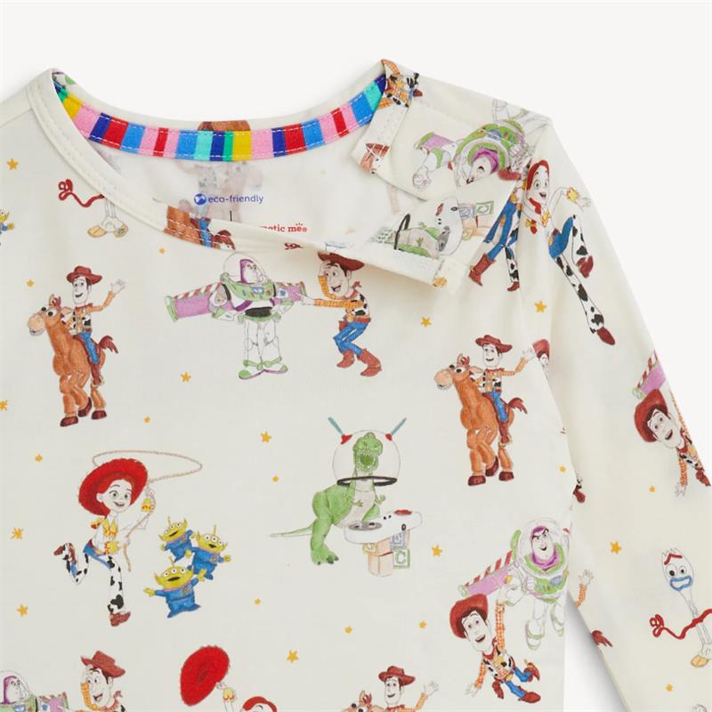 Long sleeve pajama featuring Toy Story characters like Woody, Buzz Lightyear, and Jessie in a colorful, playful design.