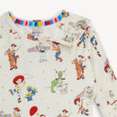Long sleeve pajama featuring Toy Story characters like Woody, Buzz Lightyear, and Jessie in a colorful, playful design.