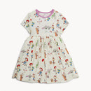 Short sleeve dress featuring Toy Story characters, including Woody, Buzz Lightyear, and Jessie, in a playful print.