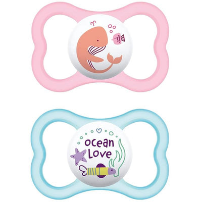 Mam - 2Pk Air Matte Pacifiers for Sensitive Skin Girl, 6/16M Image 1
