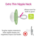 Mam Perfect Baby Neutral Pacifier features an extra thin nipple neck made of SkinSoft™ silicone, promoting oral health.