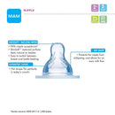 Medium flow silicone nipple for babies 2 months and older, featuring a skin-soft texture and air valve for consistent milk flow.