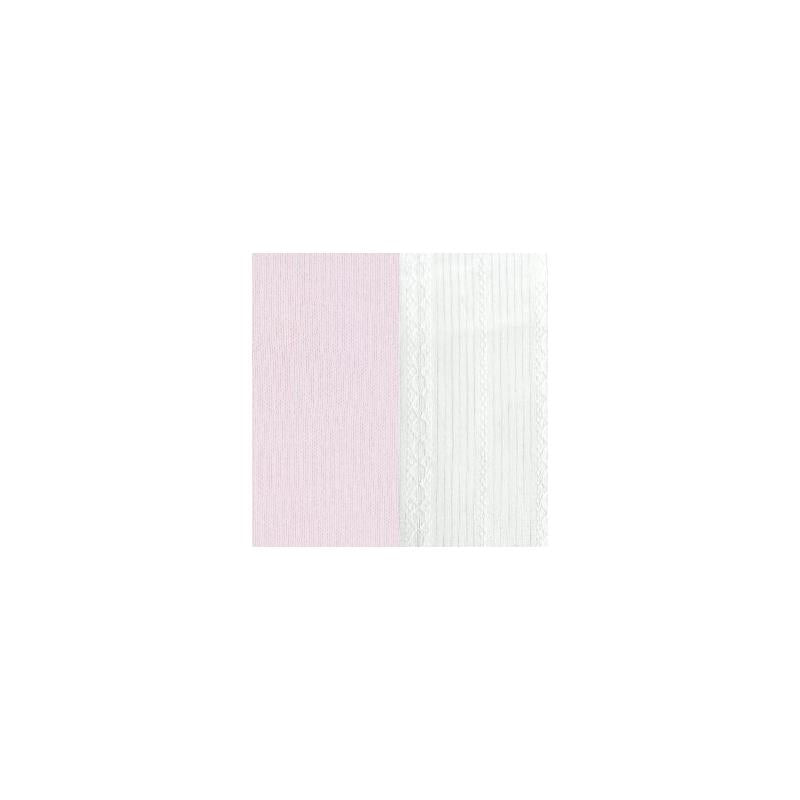 Light pink and white sweater and bloomer set featuring ribbed textures and intricate detailing.