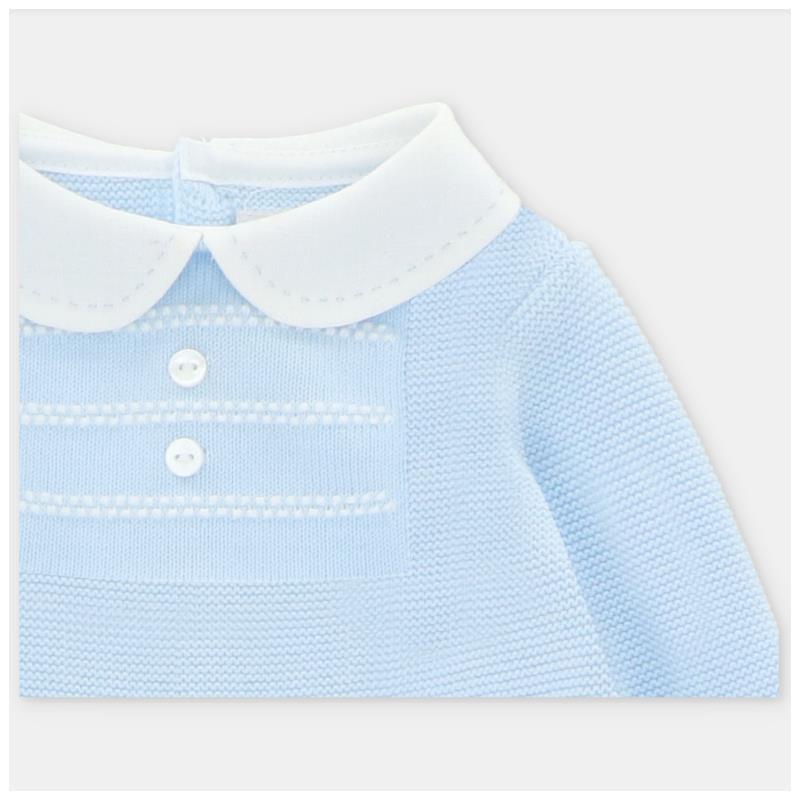Pastel blue sweater with a white collar and three buttons, part of the Martin Aranda 2Pk Take Me Home Piece Set.