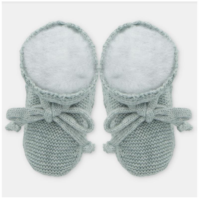 Baby booties in York Baby Pink color, featuring soft knit material and a cozy interior with tied laces.