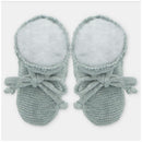 Baby booties in York Baby Pink color, featuring soft knit material and a cozy interior with tied laces.