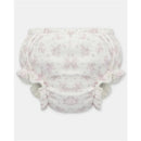 Separate bloomer in plum and purple featuring a floral print and ruffled trim, designed for infants.