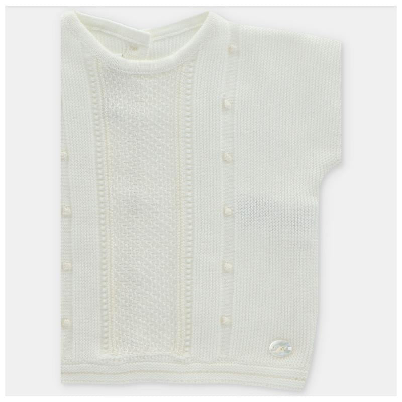 Sweater in Blanco Roto color, featuring textured patterns and button detailing, part of the Martin Aranda Take Me Home Set.