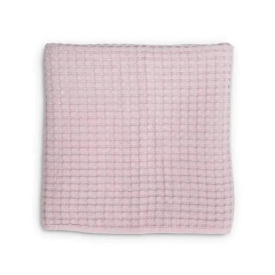 Waffle blanket in ballet slipper pink, featuring a textured woven design, perfect for infants and toddlers.