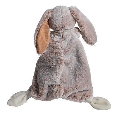 Tan Silky Bunny Lovey featuring long ears and a soft, plush texture, ideal for comforting infants.