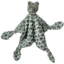 Soft, green alligator-themed security blanket with a plush head and four textured limbs, ideal for infants.