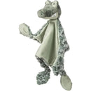 Stuffed alligator lovey security blanket with plush fabric and textured body, featuring a smiling face and soft limbs.