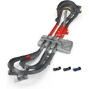 Hot Wheels Race Formula 1 Grand Prix Circuit Track Set with multiple race paths and two toy cars in view.