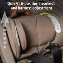 QuikFit 6-position headrest and harness adjustment feature on the Maxi-Cosi Ambra Infant Car Seat, Escargot.