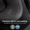 Maxi-Cosi Ambra Infant Car Seat featuring premium fabrics and padding for child comfort, with Eco Care and Pure Cosi labels visible.