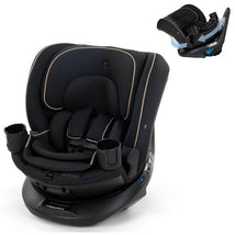 Maxi-Cosi Andi 360 Rotating All-in-One Convertible Car Seat in Caspian Caviar with two cup holders and adjustable recline feature.