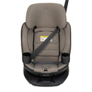 Maxi-Cosi Andi 360 rotating all-in-one convertible car seat in Truffle color, featuring a safety strap and cup holders.