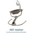 Maxi-Cosi Cassia Smart Baby Swing in Truffle color; features 360° rotation, a padded seat, and hanging toys.