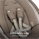 Extra-comfy inlay with 5-point harness for the Maxi-Cosi Cassia Smart Baby Swing in Truffle color.