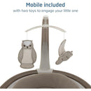 Mobile attachment for Maxi-Cosi Cassia Smart Baby Swing featuring an owl and a cloud toy, designed to engage infants.