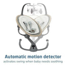 Maxi-Cosi Cassia Swing in Classic Green, featuring an automatic motion detector for soothing babies.