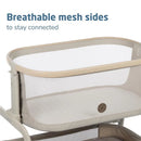 Classic Oat Maxi-Cosi Iora bedside bassinet featuring breathable mesh sides for visibility and connection.