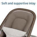 Maxi-Cosi Kori 2-in-1 Baby Bouncer Seat in Truffle, featuring a soft, supportive inlay and adjustable safety harness.