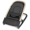 Maxi-Cosi Kori 2-in-1 Rocker in Classic Graphite with a plush seat and wooden frame, designed for infants.