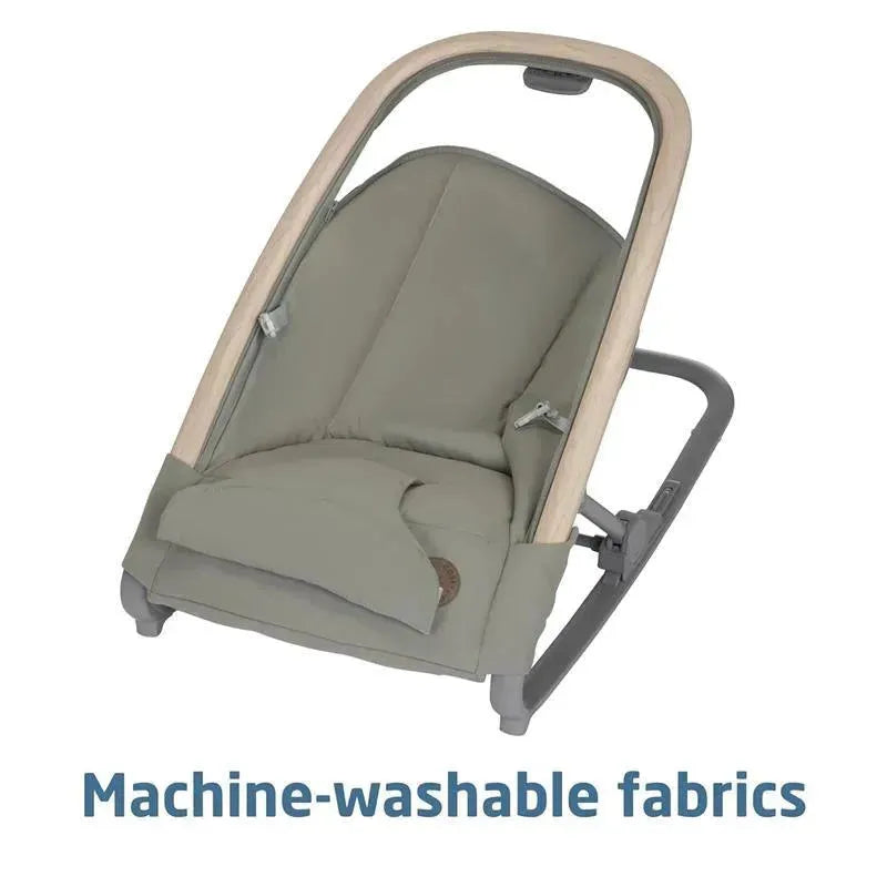 Maxi-Cosi Kori 2-in-1 Rocker in Classic Graphite, featuring machine-washable fabrics and a comfortable, soft design.