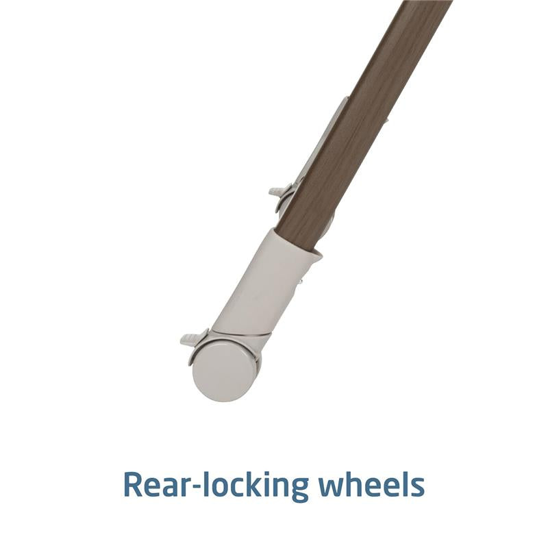 Rear-locking wheels of the Maxi-Cosi Minla 6-in-1 high chair, showcasing the design and functionality of the base.