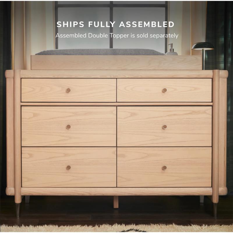 Maxi-Cosi Nursery Brisa 6-Drawer Dresser in Onyx Heritage with light wood finish, featuring six drawers and a changing top.