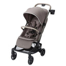 Lightweight Maxi-Cosi Oxford Cabin travel stroller in Truffle color, featuring a protective canopy and safety harness.