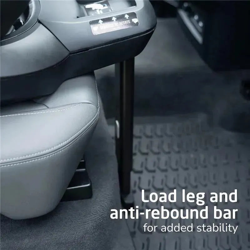 Load leg and anti-rebound bar of the Maxi-Cosi Peri 180 Rotating Infant Car Seat, highlighting stability features.