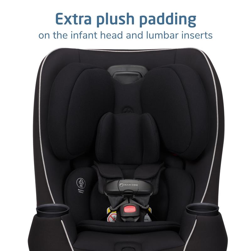 Maxi-Cosi Pria Max All-in-One Convertible Car Seat in Caspian Caviar with extra plush padding for head and lumbar support.