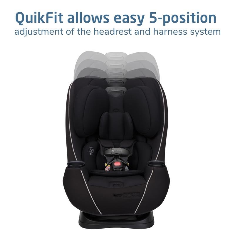 Maxi-Cosi Pria Max All-in-One Convertible Car Seat in Caspian Caviar, showcasing adjustable headrest and harness system.