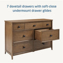 Maxi Cosi Quiet Luxury 7-Drawer Dresser featuring seven dovetail drawers with soft-close undermount glides.