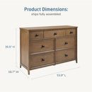 Maxi-Cosi Quiet Luxury 7-Drawer Dresser with product dimensions: 53.9" L x 18.7" W x 35.5" H
