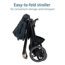Maxi-Cosi Zelia Pro 5-in-1 Travel System stroller in SeaScape, shown in a folded position for easy storage and transport.